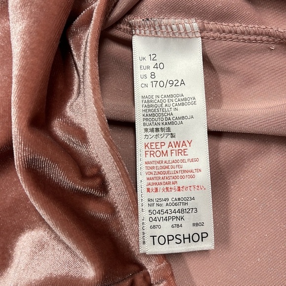 Topshop Dusty Rose Pink Velour Twist Front Bodysuit Size 8 - Picture 9 of 10